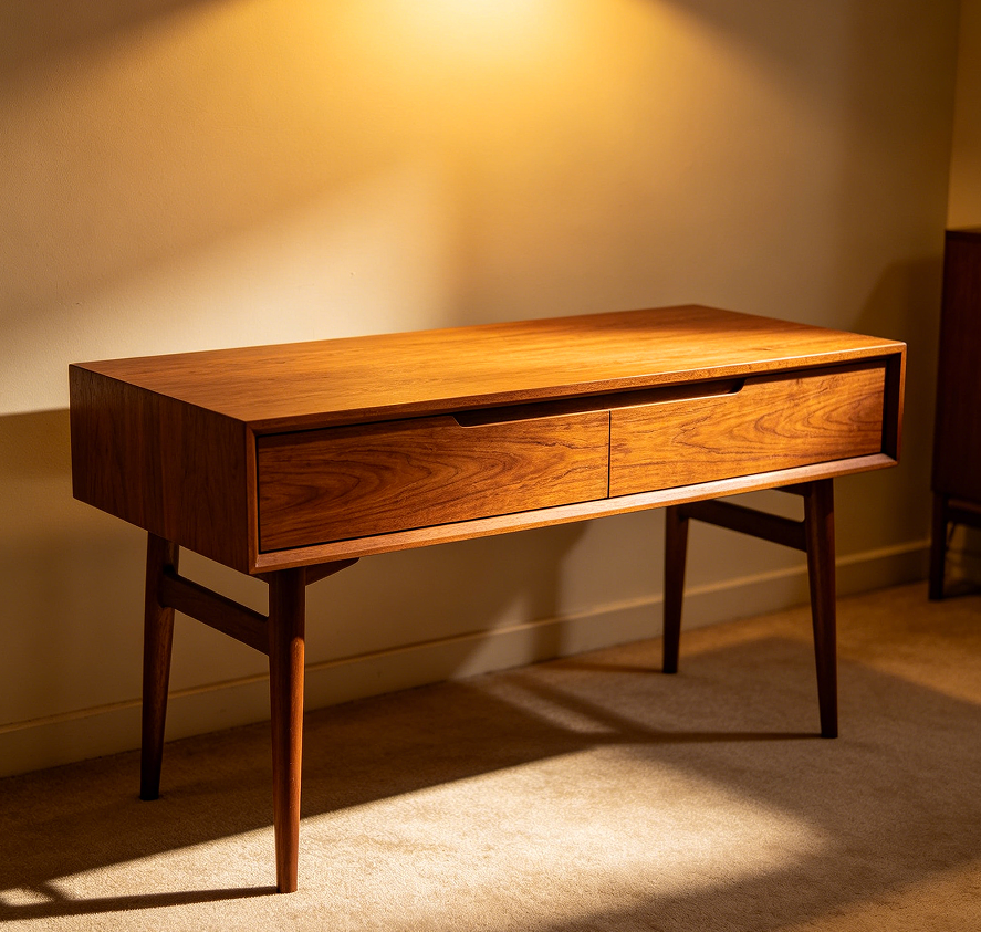 Mid-Century Modern Vanity with Hairpin Legs and One Long Drawer
